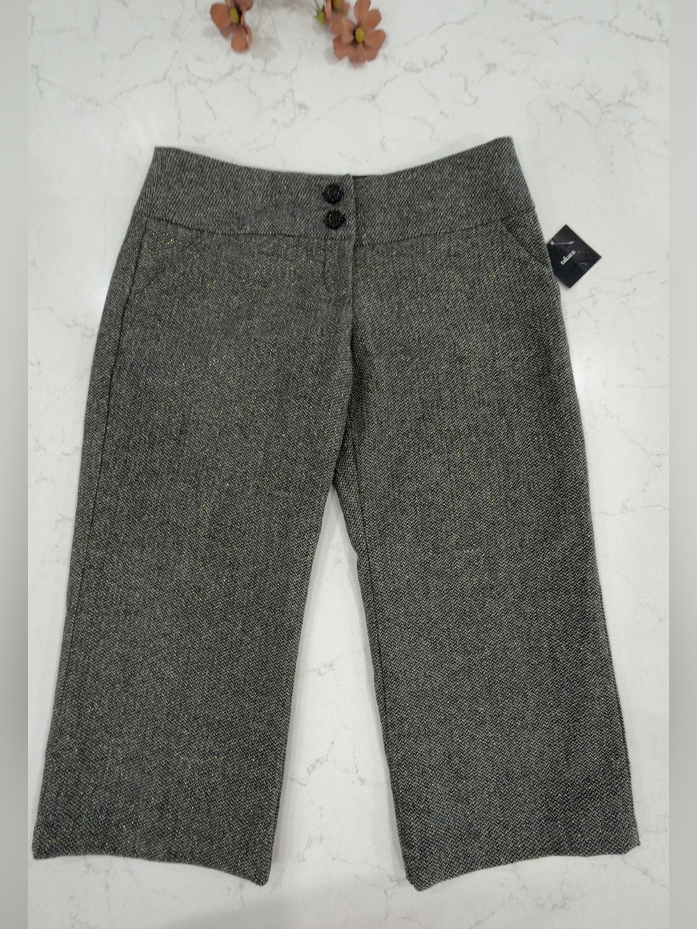 Takara Gray Tweed Capris with golden flecks